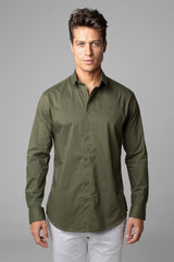 Camisa Social Masculina Tricoline Acetinada Slim Fit Vista Oculta ML