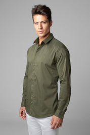 Camisa Social Masculina Tricoline Acetinada Slim Fit Vista Oculta ML