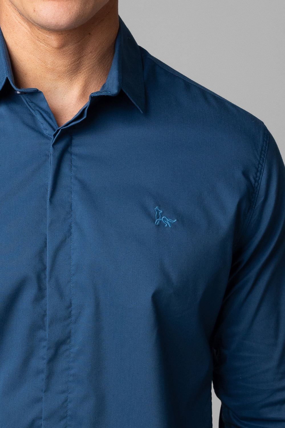 Camisa Social Masculina Tricoline Acetinada Slim Fit Vista Oculta ML