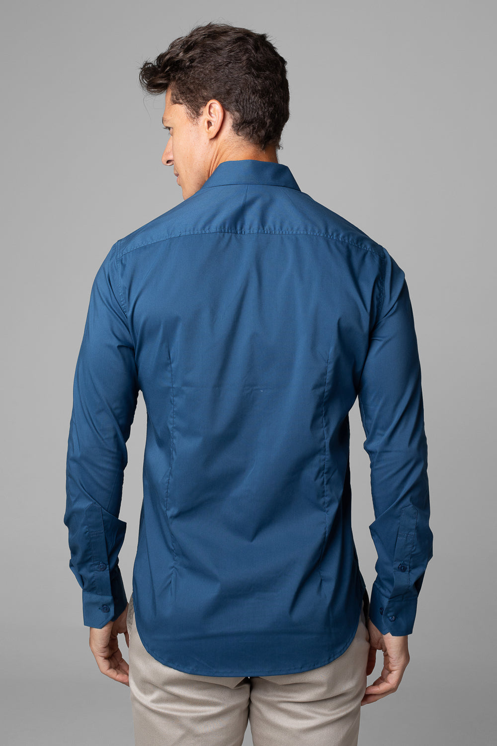 Camisa Social Masculina Tricoline Acetinada Slim Fit Vista Oculta ML