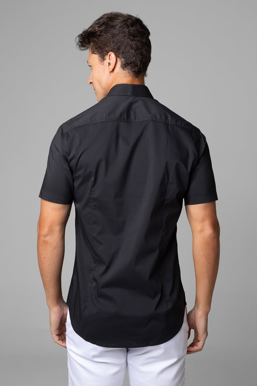 Camisa Social Masculina Tricoline Acetinada Slim Fit Vista Oculta MC