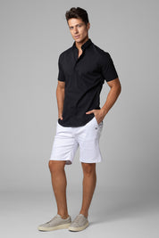 Camisa Social Masculina Tricoline Acetinada Slim Fit Vista Oculta MC