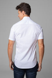 Camisa Social Masculina Tricoline Acetinada Slim Fit Vista Oculta MC
