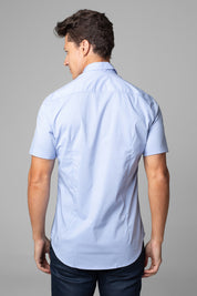 Camisa Social Masculina Tricoline Acetinada Slim Fit Vista Oculta MC
