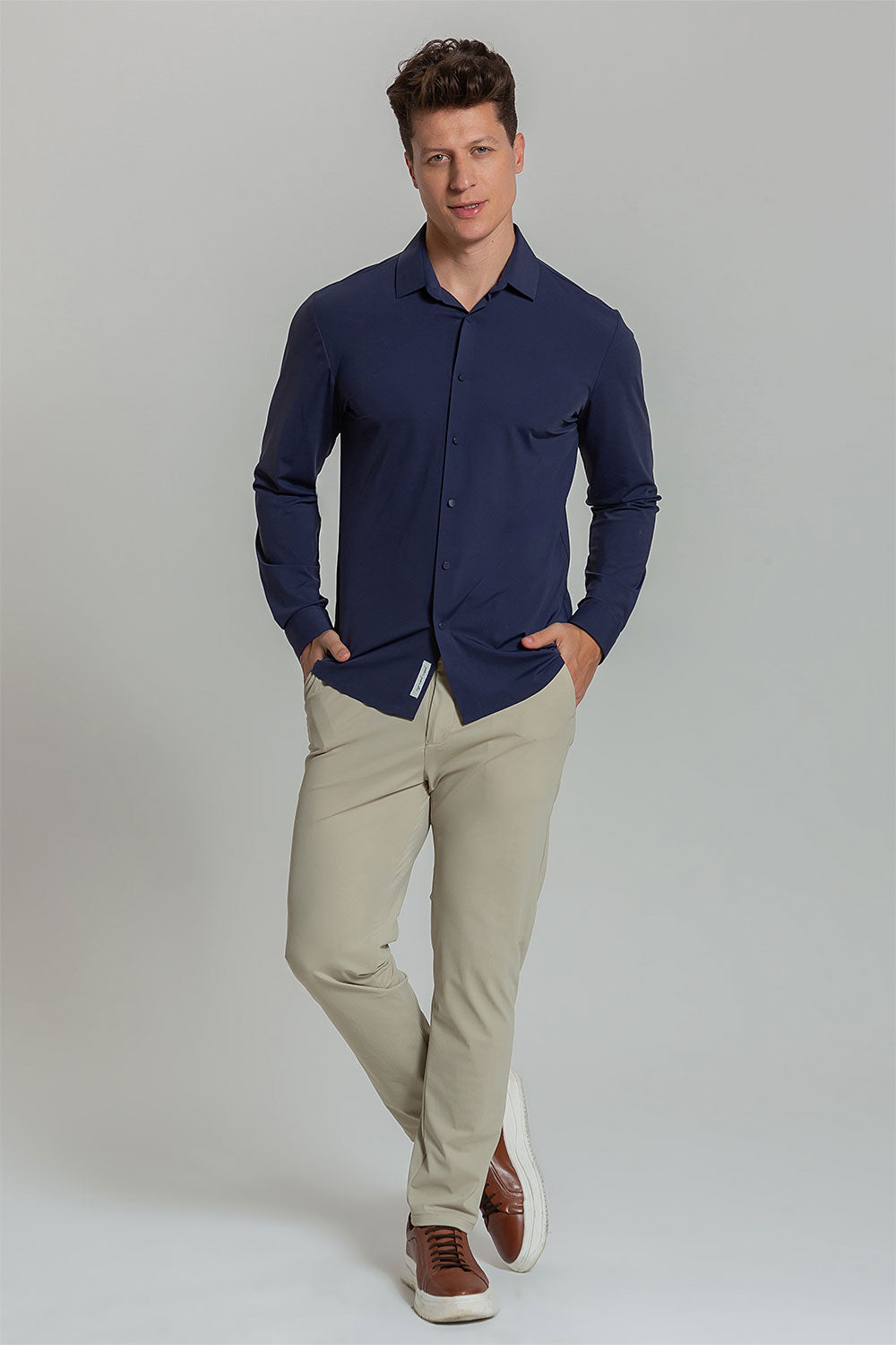 Camisa Social Masculina Ultra Stretch 360° Manga Longa