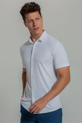 Camisa Social Masculina Ultra Stretch 360° Manga Curta
