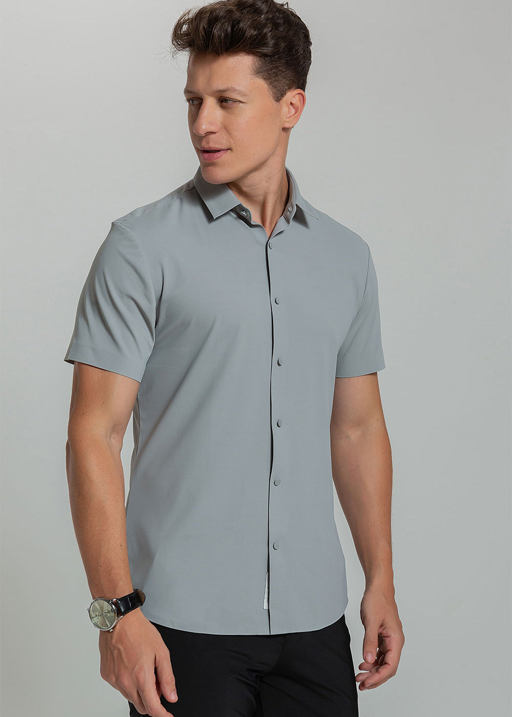 Camisa Social Masculina Ultra Stretch 360° Manga Curta