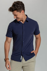 Camisa Social Masculina Ultra Stretch 360° Manga Curta