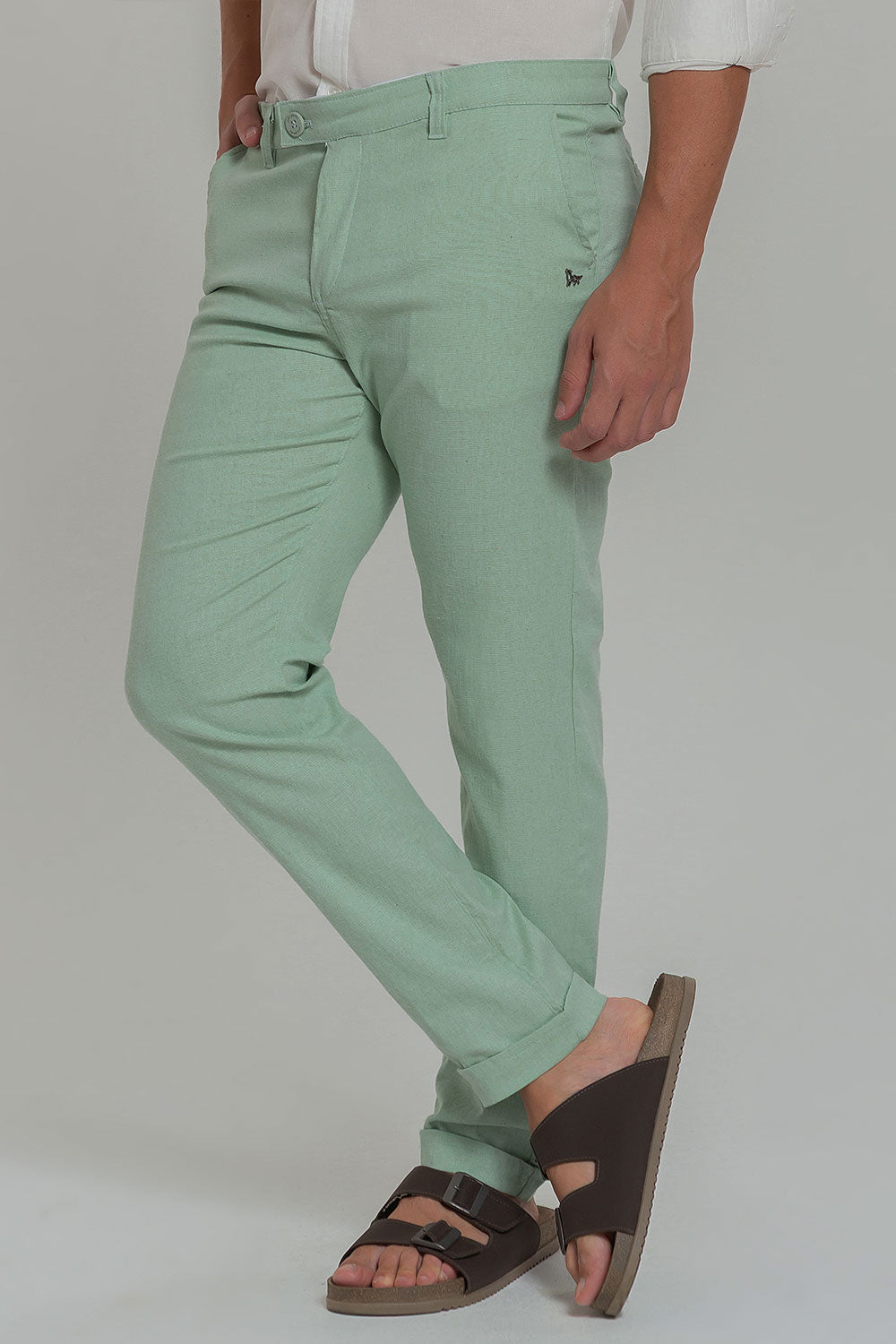 Calça Alfaiataria Masculina de Linho Cós Transpassado