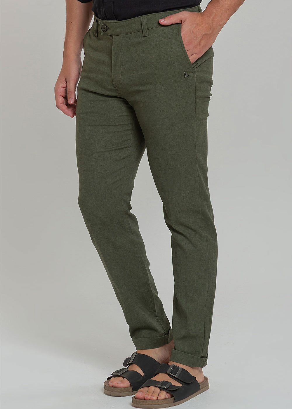 Calça Alfaiataria Masculina de Linho Cós Transpassado