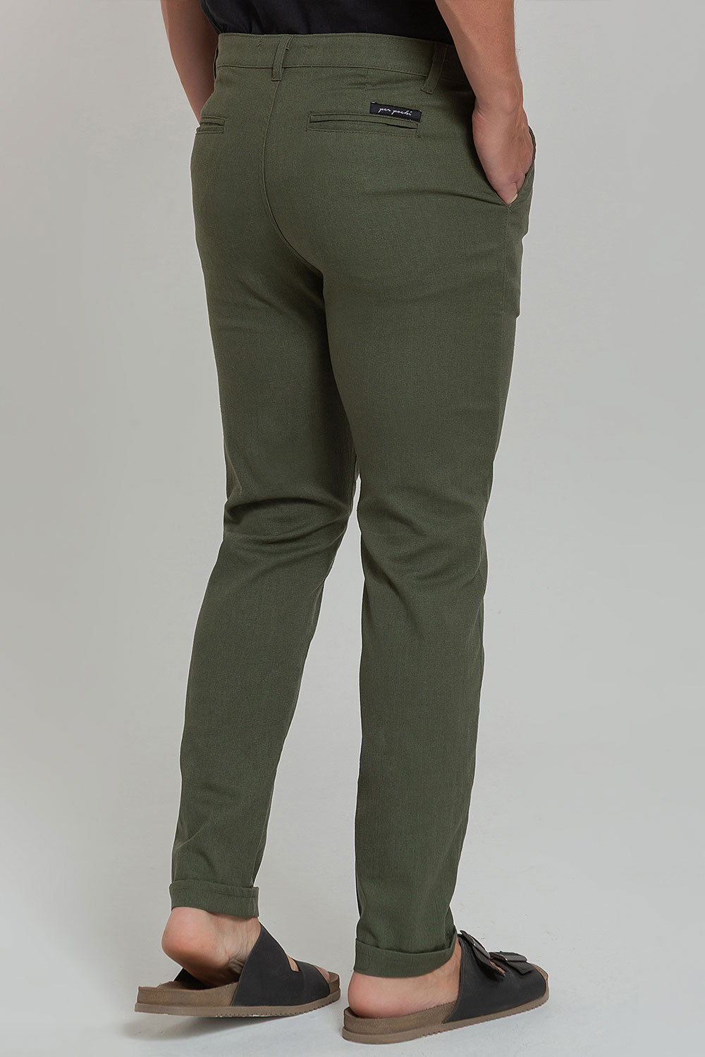 Calça Alfaiataria Masculina de Linho Cós Transpassado