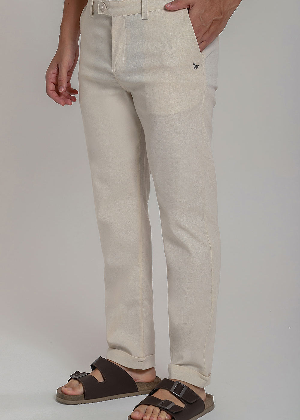 Calça Alfaiataria Masculina de Linho Cós Transpassado